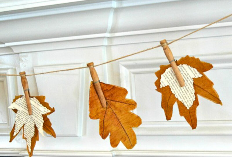 paper leave with leaves as garland