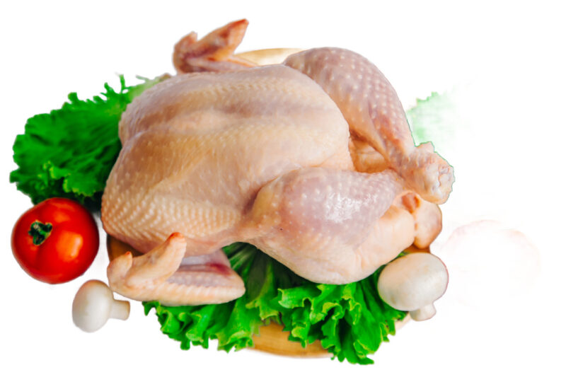 cleaned turkey on bed of lettuce