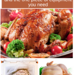 roasted turkey and two turkeys in brine in coolers