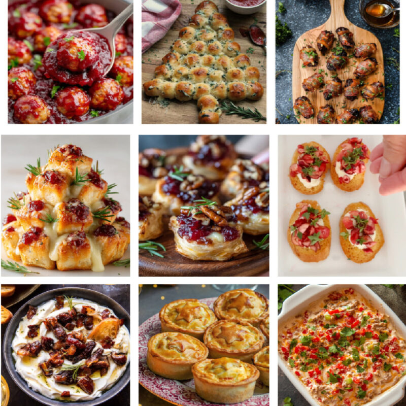collage of Christmas appetizers