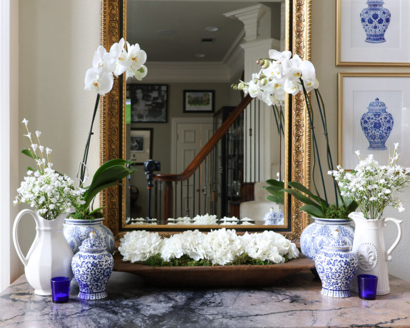 fresh white orchids in arrangement
