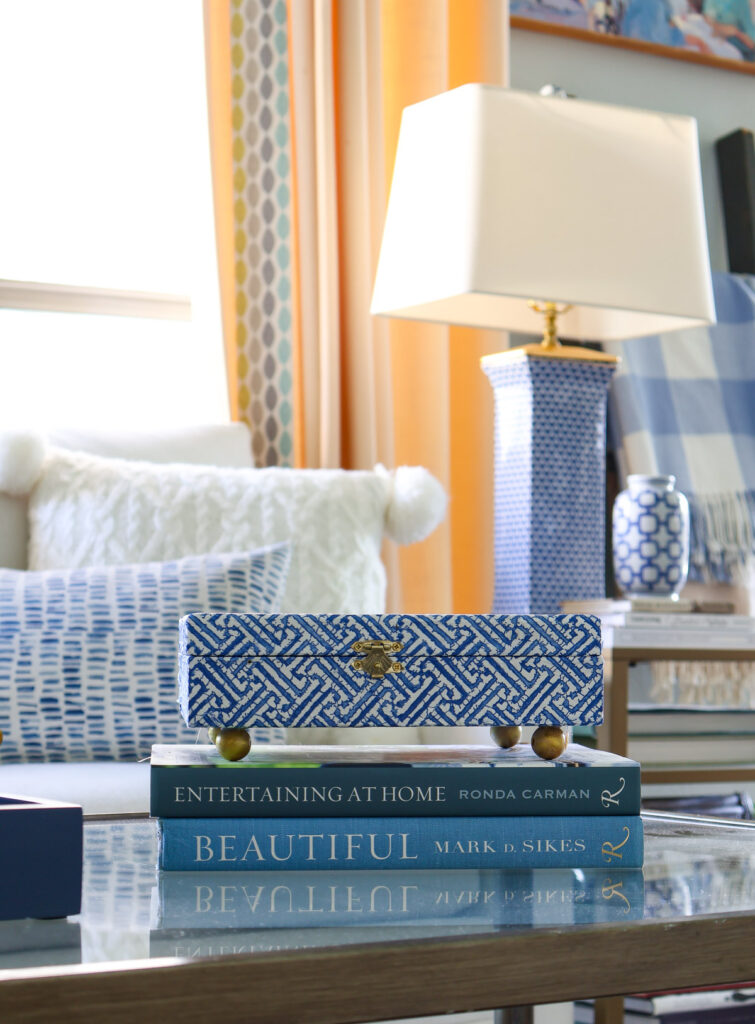 decorate wooden box on coffee table