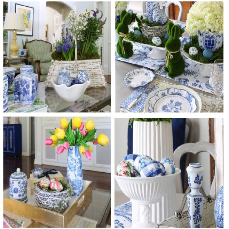 4 images of blue home and DIY designs