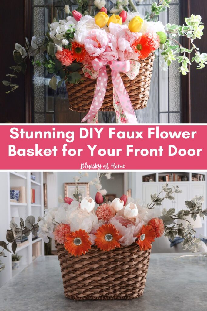 stunning front door flower basket with faux flowers