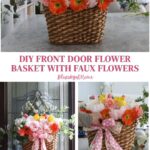 stunning front door flower basket with faux flowers