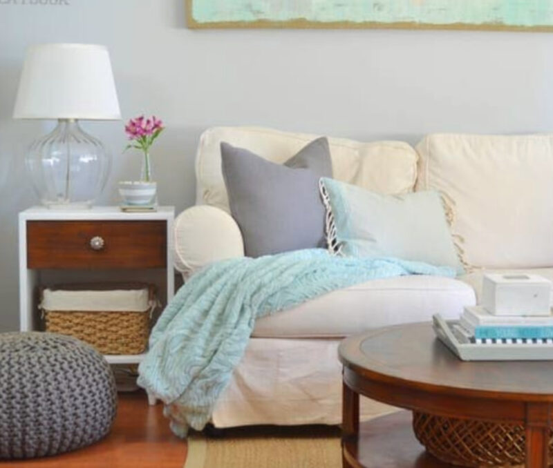 decorative pillows on a sofa