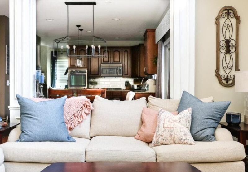 decorative pillows on a sofa