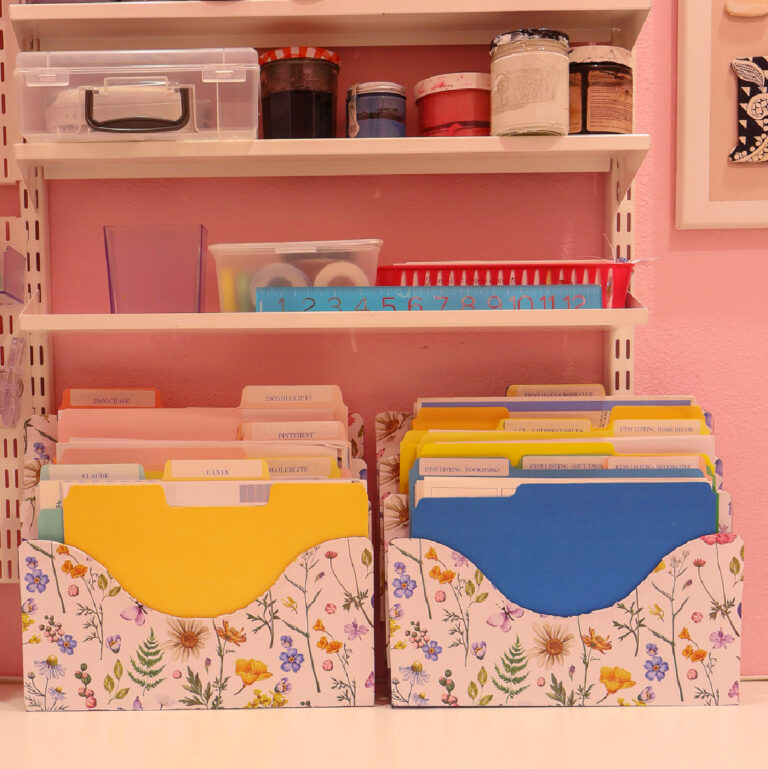 finished covered decorative file organizer