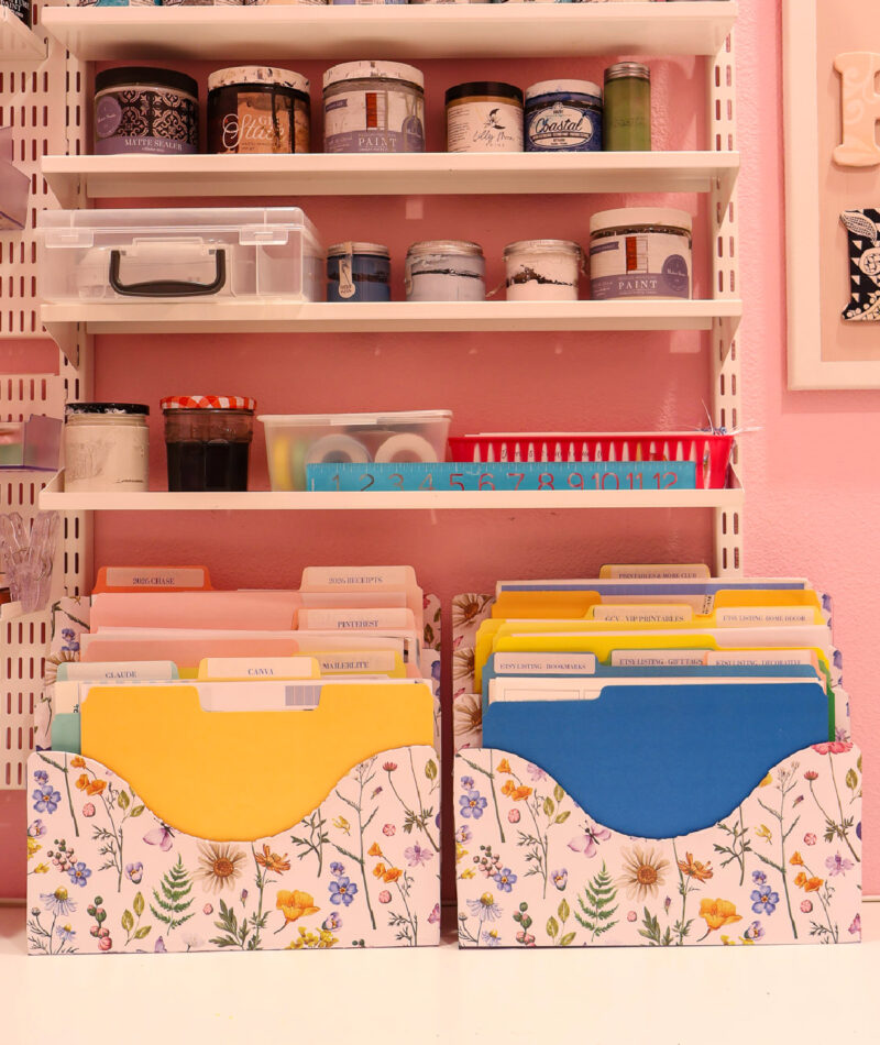 finished covered decorative file organizer