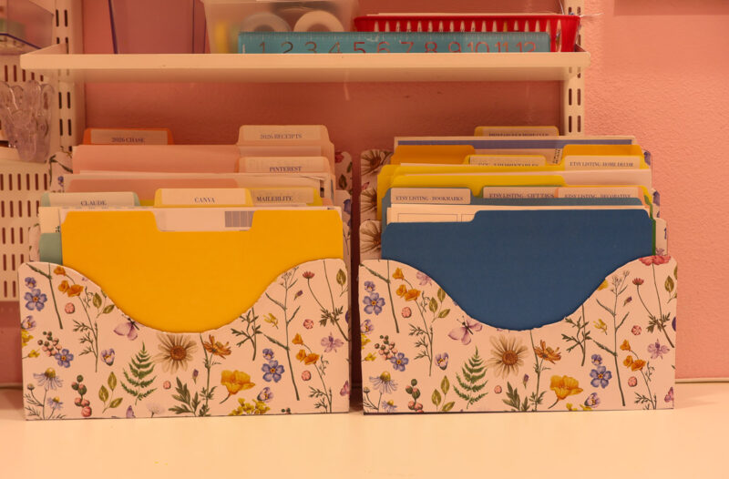 finished covered decorative file organizer