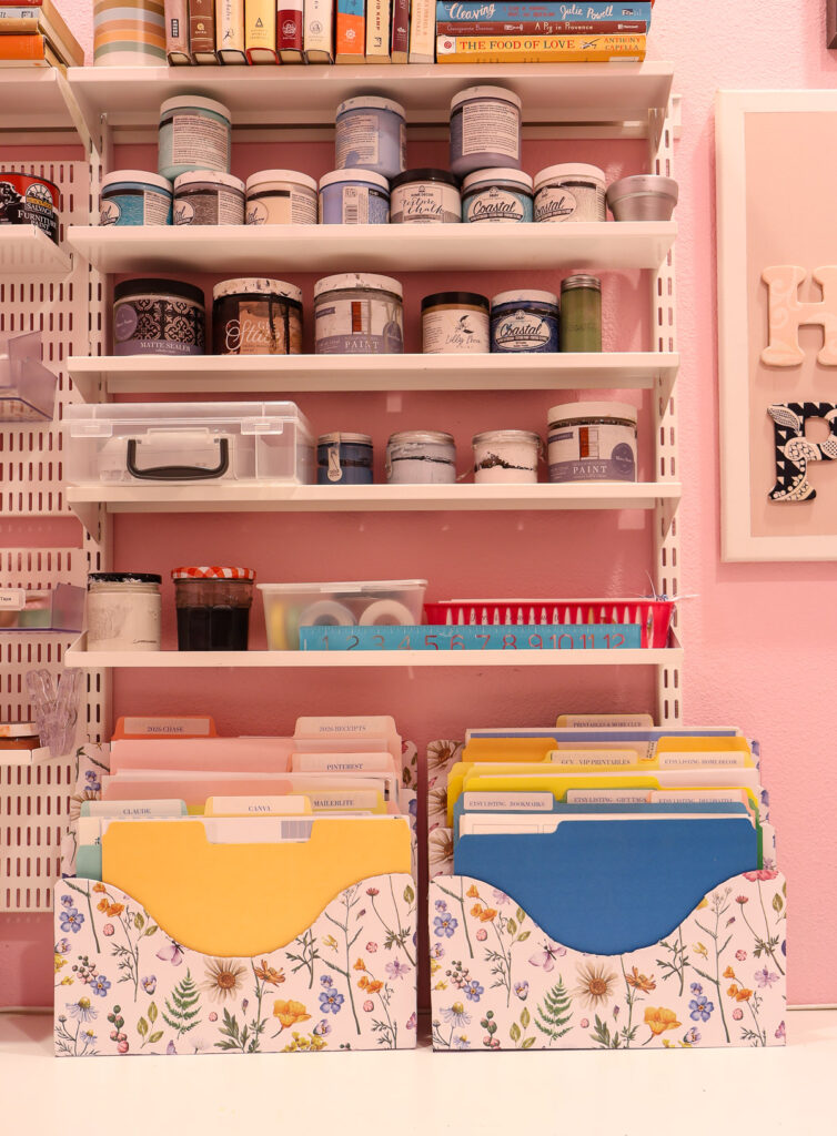 finished covered decorative file organizer