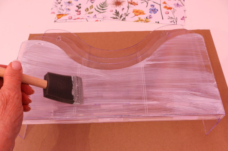 applying Mod Podge to the file organizer