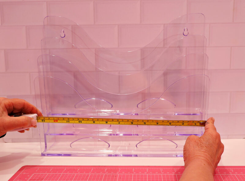 measuring width of file organizer