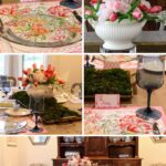 spring garden tablescape with flower placemat graphic