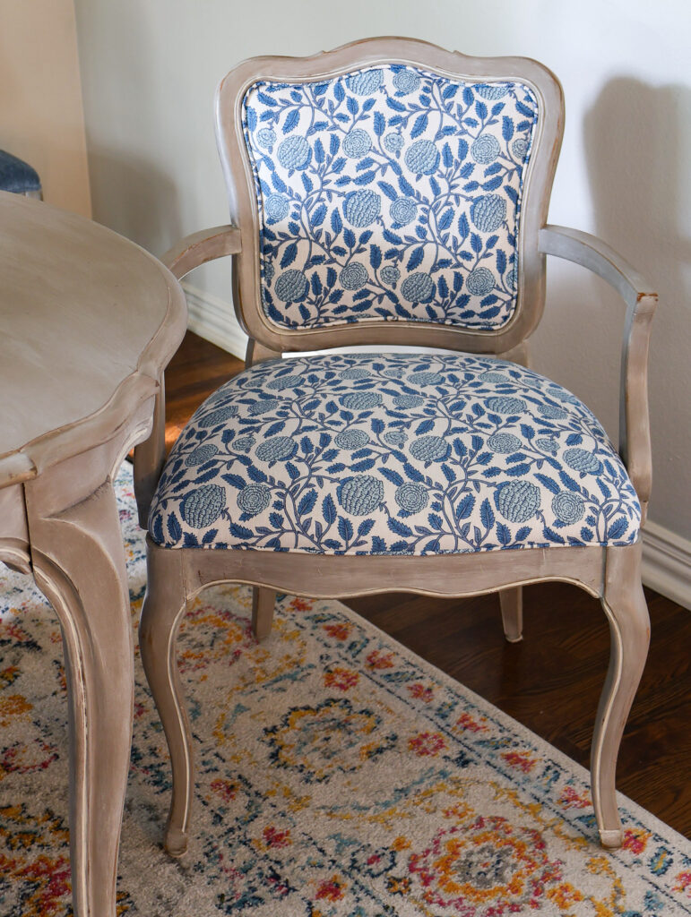 blue pattern captain's chair
