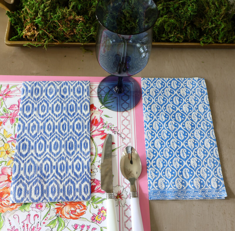 two blue guest towel napkins