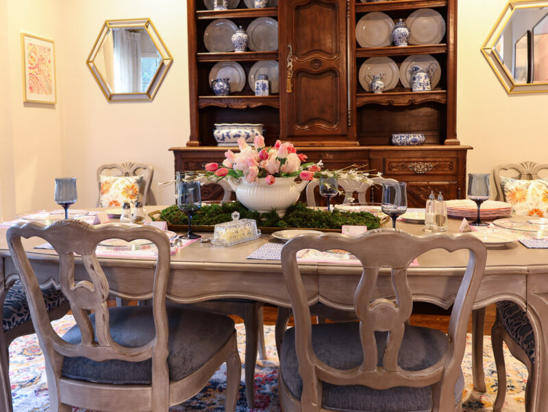 spring garden style tablescape