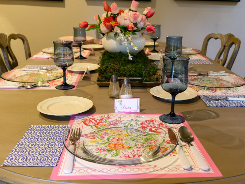 spring luncheon tablescape in garden style