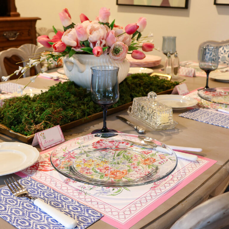 spring luncheon tablescape in garden style