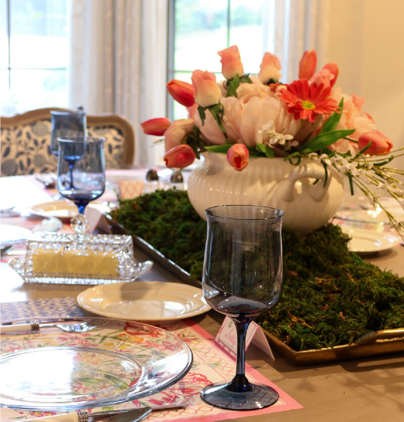 spring luncheon tablescape in pinks 
