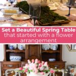 spring garden tablescape with flower placemat graphic