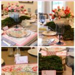 spring garden tablescape with flower placemat graphic