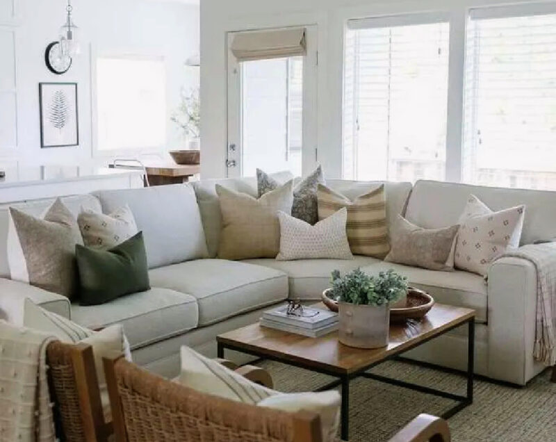 decorative pillows on a sofa