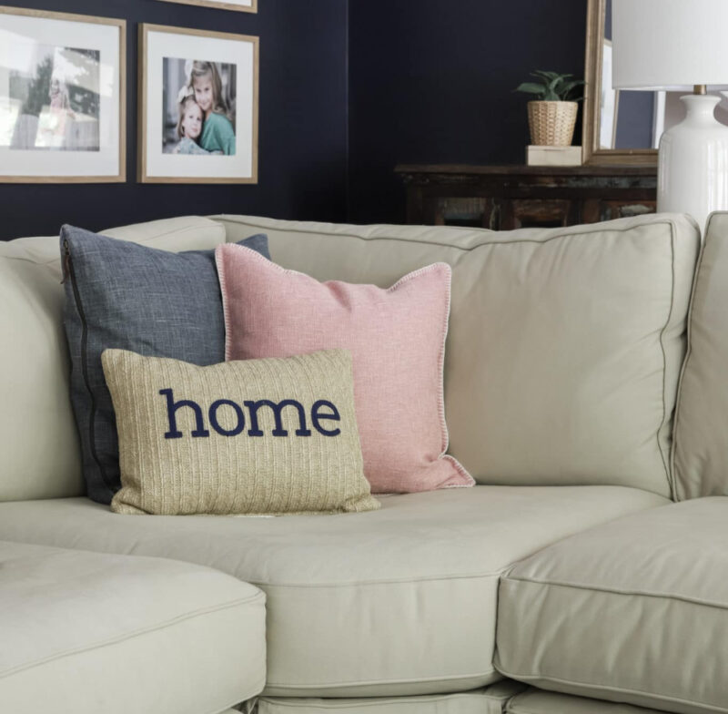 decorative pillows on a sectional sofa