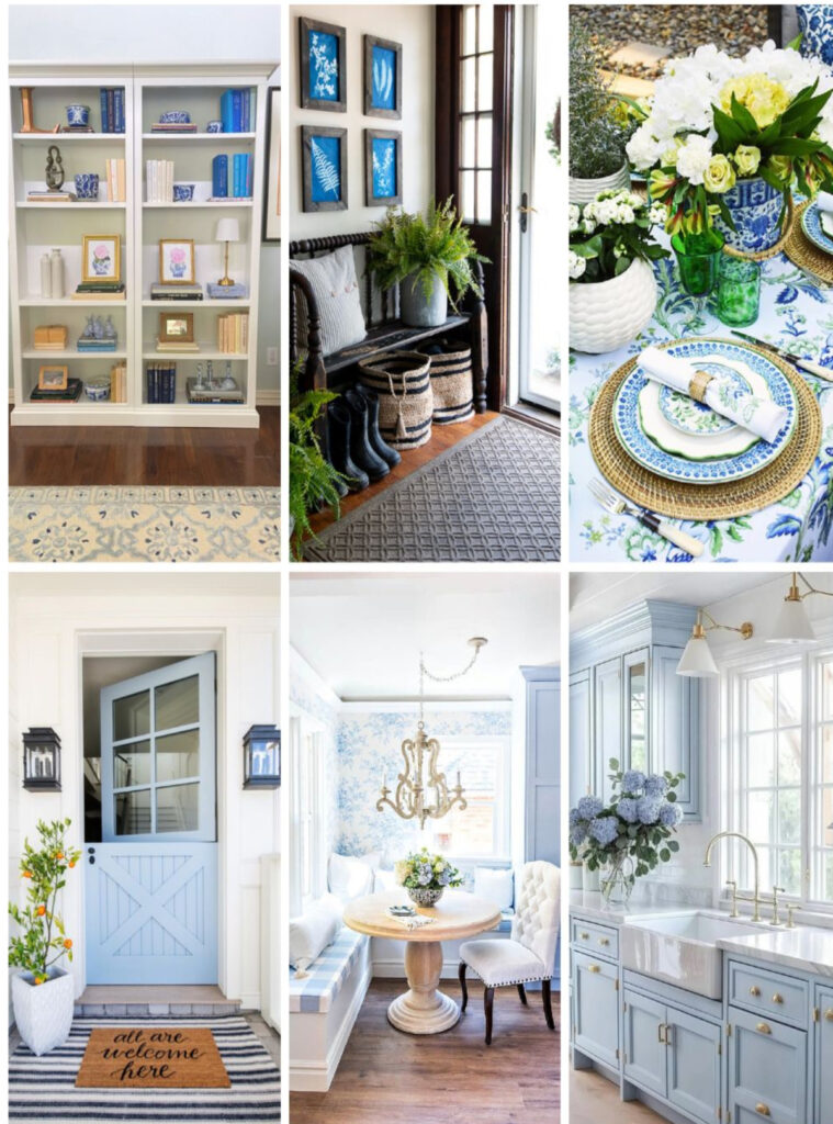 collage of blue home decor images