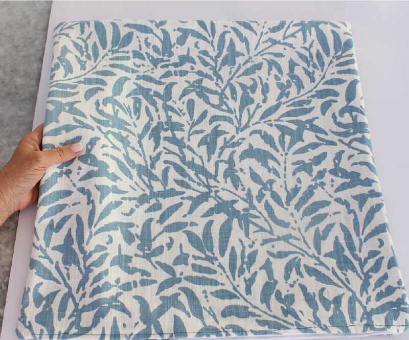 finished blue and white DIY pillow