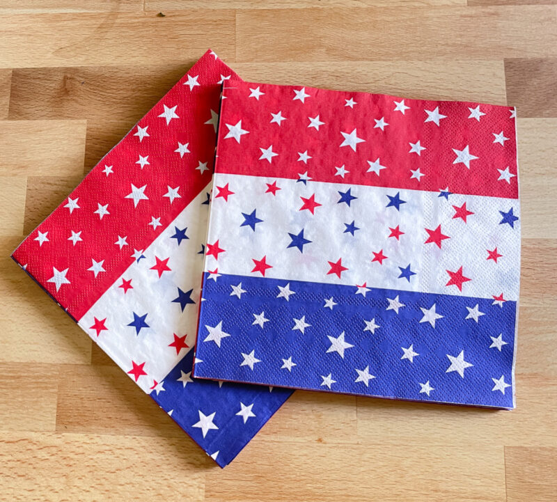 red, white, and blue star napkins