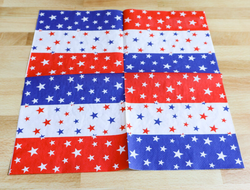 napkins with red, white and blue stars opened flat
