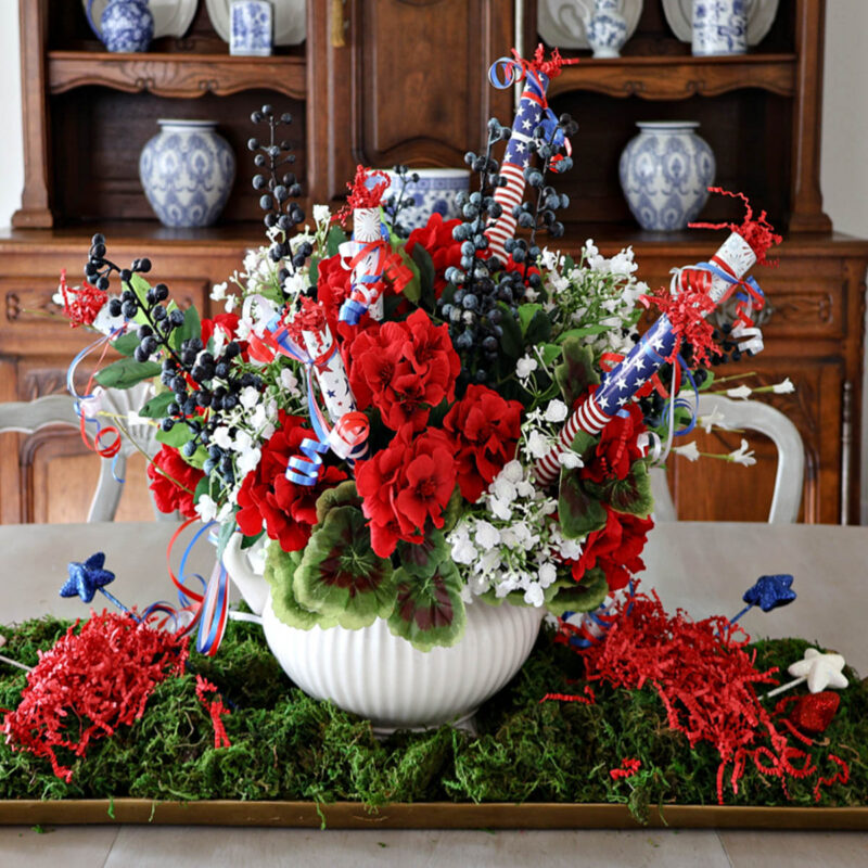 4th of July Centerpiece with firecrackers