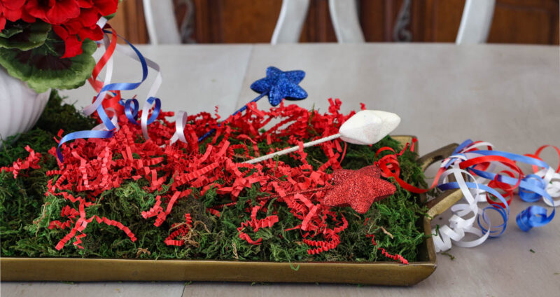 red, white, and blue sparkling hearts