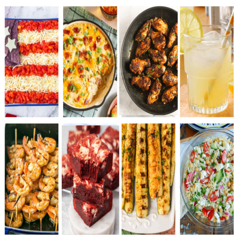 collage of summer patriotic recipes