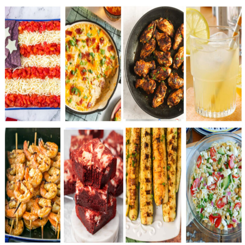 collage of summer patriotic recipes