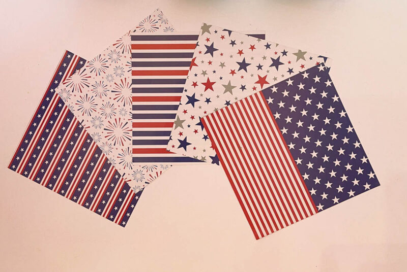 4th of July patterned papers for firecrckers