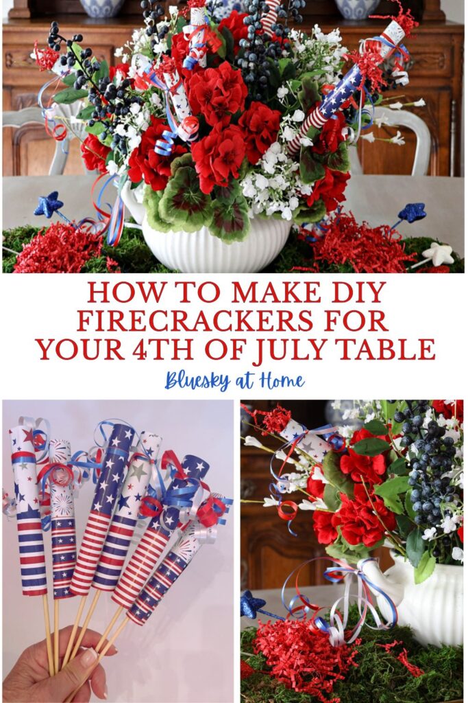 4th of July centerpiece with DIY firecrackers