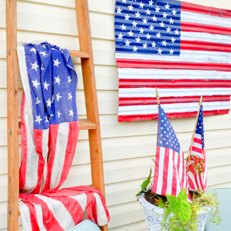 DIY metal American flag on wall