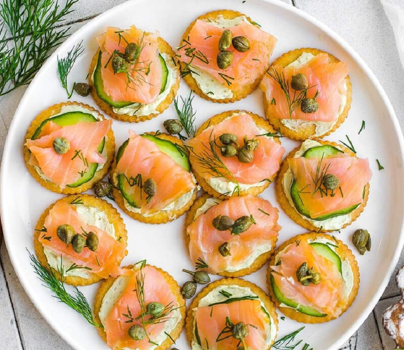salmon appetizer on cracker