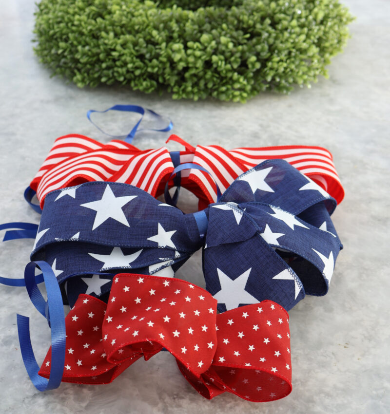 three pieces of ribbon for bow