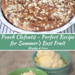 collage of peach clafoutis dessert