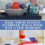 red star decoupage ball 4th of July project