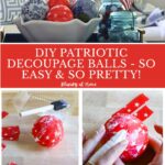 red star decoupage ball 4th of July project