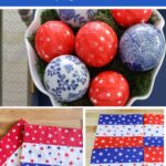 red star decoupage ball 4th of July project