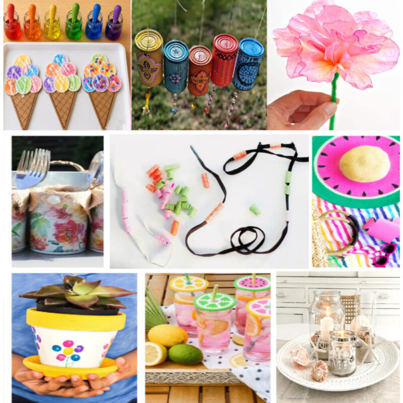 collage of summer diy crafts