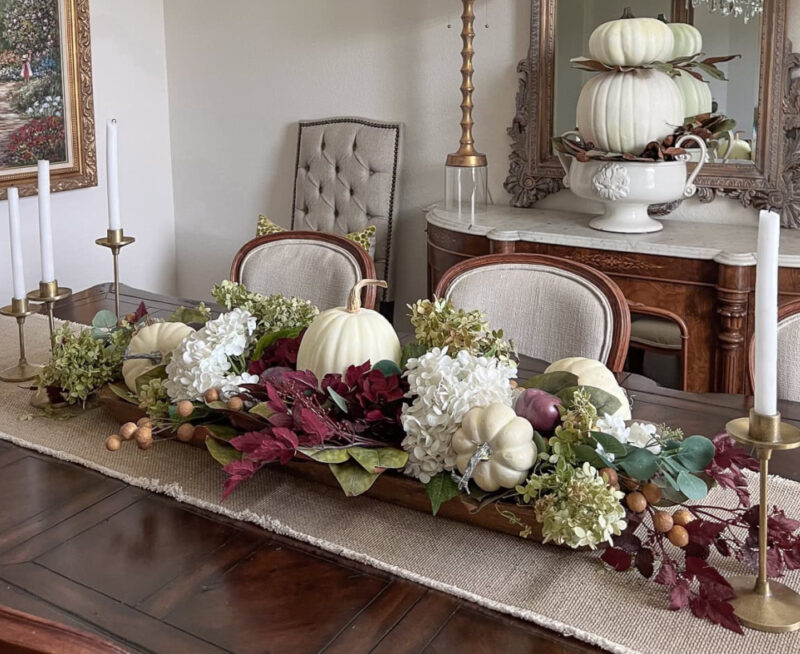 dining table using fall burgundy colors