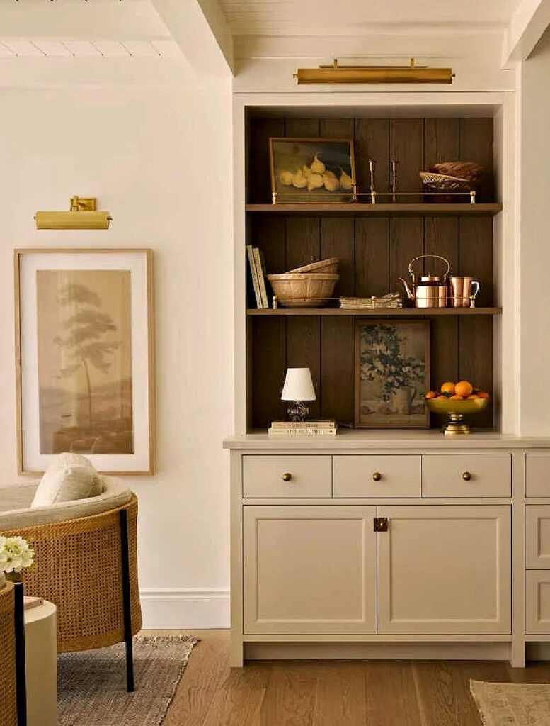 bookshelf decorated for fall decor