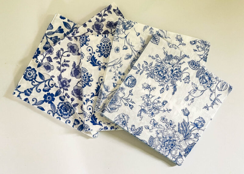 blue and white chinoiserie decoupage paper