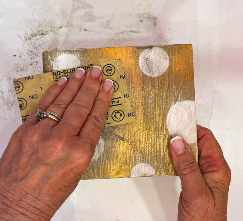 sanding the tissue box cover